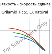 Вязкость - скорость сдвига , Grilamid TR 55 LX natural, PA12/MACMI, EMS-GRIVORY