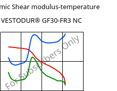Dynamic Shear modulus-temperature , VESTODUR® GF30-FR3 NC, PBT-GF30 FR(17), Evonik