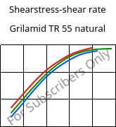 Shearstress-shear rate , Grilamid TR 55 natural, PA12/MACMI, EMS-GRIVORY