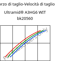 Sforzo di taglio-Velocità di taglio , Ultramid® A3HG6 WIT bk20560, (PA66+PA6T/6)-(GF+GB)30, BASF