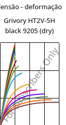 Tensão - deformação , Grivory HT2V-5H black 9205 (dry), PA6T/66-GF50, EMS-GRIVORY