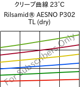 クリープ曲線 23°C, Rilsamid® AESNO P302 TL (乾燥), PA12, ARKEMA