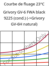 Courbe de fluage 23°C, Grivory GV-6 FWA black 9225 (cond.), PA*-GF60, EMS-GRIVORY