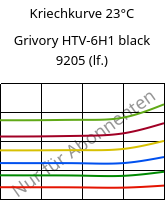 Kriechkurve 23°C, Grivory HTV-6H1 black 9205 (feucht), PA6T/6I-GF60, EMS-GRIVORY