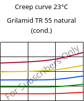 Creep curve 23°C, Grilamid TR 55 natural (cond.), PA12/MACMI, EMS-GRIVORY
