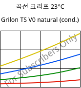 곡선 크리프 23°C, Grilon TS V0 natural (응축), PA666, EMS-GRIVORY