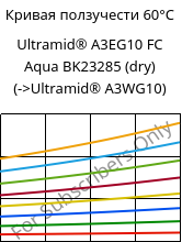 Кривая ползучести 60°C, Ultramid® A3EG10 FC Aqua BK23285 (сухой), PA66-GF50, BASF