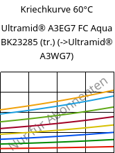 Kriechkurve 60°C, Ultramid® A3EG7 FC Aqua BK23285 (trocken), PA66-GF35, BASF