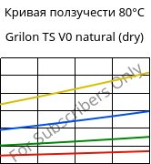 Кривая ползучести 80°C, Grilon TS V0 natural (сухой), PA666, EMS-GRIVORY