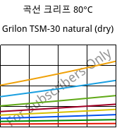 곡선 크리프 80°C, Grilon TSM-30 natural (건조), PA666-MD30, EMS-GRIVORY