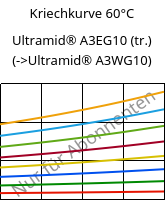 Kriechkurve 60°C, Ultramid® A3EG10 (trocken), PA66-GF50, BASF