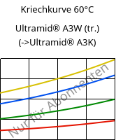 Kriechkurve 60°C, Ultramid® A3W (trocken), PA66, BASF