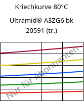 Kriechkurve 80°C, Ultramid® A3ZG6 bk 20591 (trocken), PA66-I-GF30, BASF