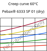 Creep curve 60°C, Pebax® 6333 SP 01 (dry), TPA, ARKEMA