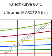 Kriechkurve 80°C, Ultramid® A3XZG5 (trocken), PA66-I-GF25 FR(52), BASF
