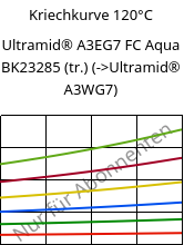 Kriechkurve 120°C, Ultramid® A3EG7 FC Aqua BK23285 (trocken), PA66-GF35, BASF