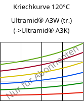 Kriechkurve 120°C, Ultramid® A3W (trocken), PA66, BASF