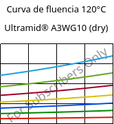 Curva de fluencia 120°C, Ultramid® A3WG10 (dry), PA66-GF50, BASF