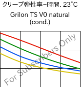  クリープ弾性率−時間. 23°C, Grilon TS V0 natural (調湿), PA666, EMS-GRIVORY