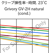  クリープ弾性率−時間. 23°C, Grivory GV-2H natural (調湿), PA*-GF20, EMS-GRIVORY