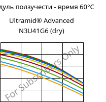 Модуль ползучести - время 60°C, Ultramid® Advanced N3U41G6 (сухой), PA9T-GF30 FR(40), BASF