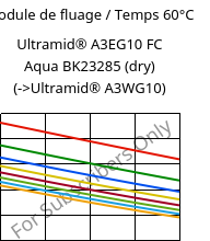 Module de fluage / Temps 60°C, Ultramid® A3EG10 FC Aqua BK23285 (sec), PA66-GF50, BASF