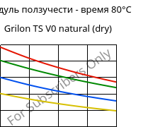 Модуль ползучести - время 80°C, Grilon TS V0 natural (сухой), PA666, EMS-GRIVORY