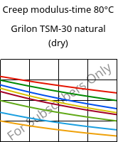 Creep modulus-time 80°C, Grilon TSM-30 natural (dry), PA666-MD30, EMS-GRIVORY