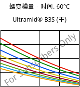 蠕变模量－时间. 60°C, Ultramid® B3S (烘干), PA6, BASF
