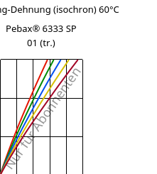Spannung-Dehnung (isochron) 60°C, Pebax® 6333 SP 01 (trocken), TPA, ARKEMA